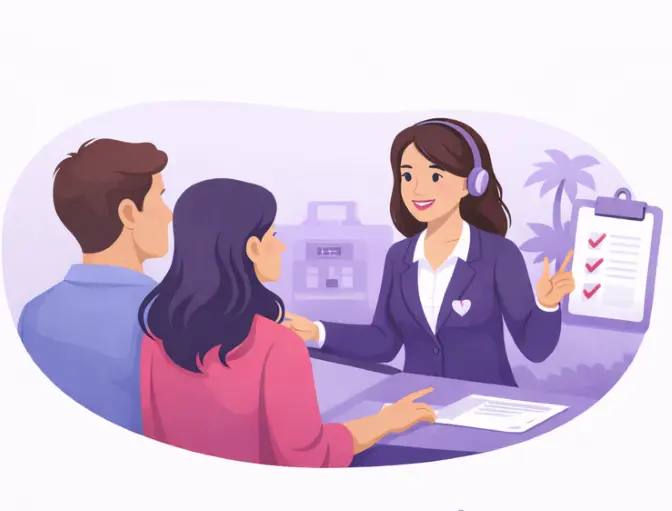 Couple receiving personalized fertility clinic matching support from a MatchedFertility representative